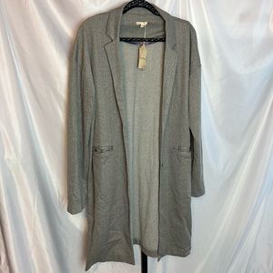 Hem & Thread Gray Herringbone Coat, size Large NWT
